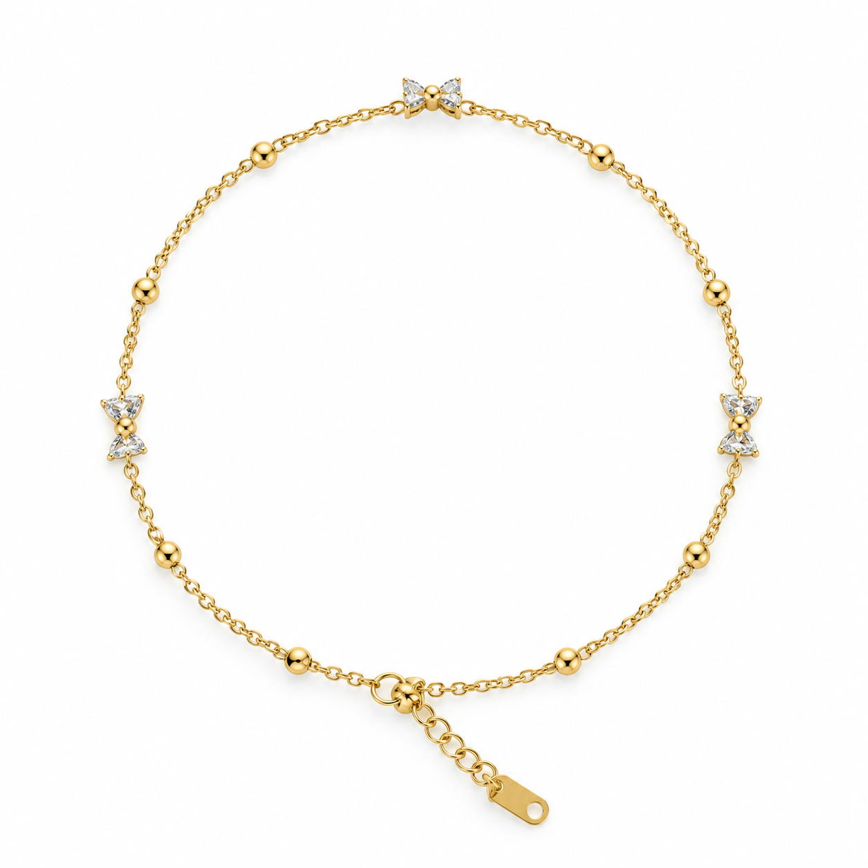 Golden Bead & Crystal Butterfly Bracelet Thumbnail 2