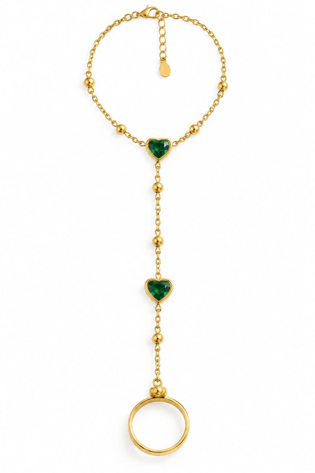 Emerald Heart Haath-Phool Bracelet Thumbnail 2