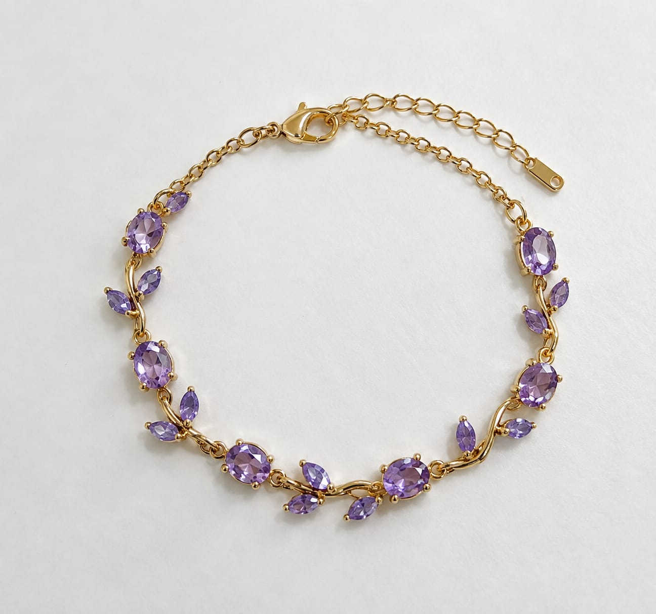 Crystal Vine Delicate Bracelet (Amethyst Purple) Thumbnail 2