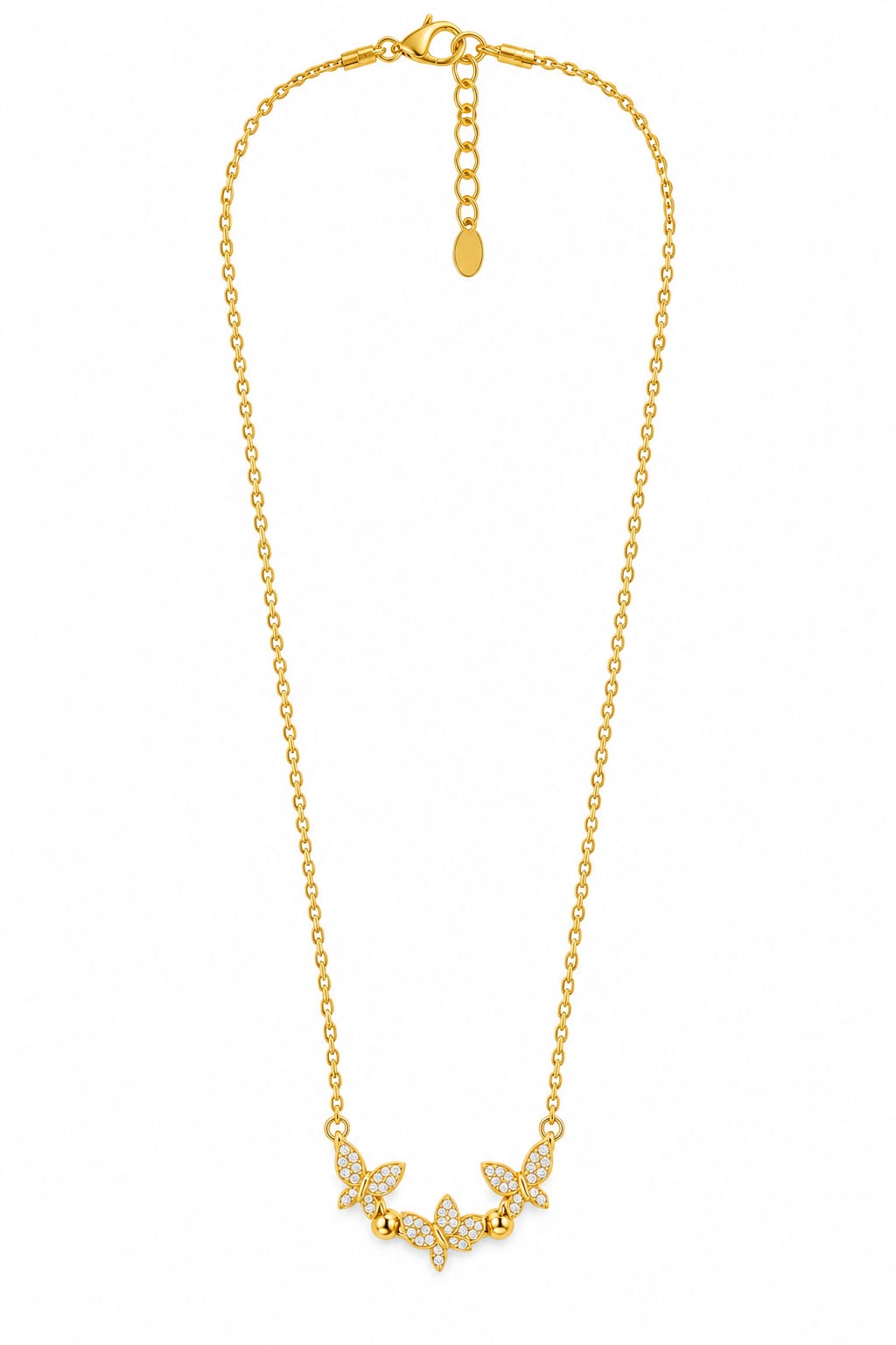 Pavé Crystal Butterfly Trio Necklace Thumbnail 2