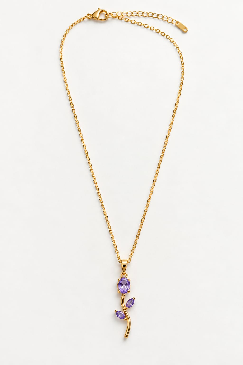Rose Bloom Stem Keepsake Pendant (Amethyst Purple) Thumbnail 2